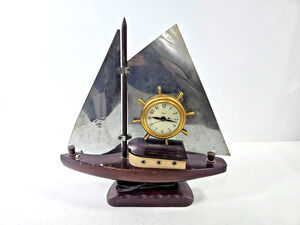 Vintage United Sailboat Nautical Ship Clock READ